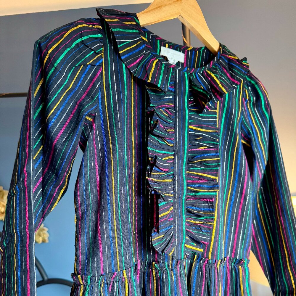 NWT Stella McCartney Kids Rainbow Striped Lurex Metallic Dress - Picture 2 of 12